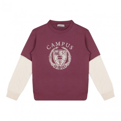 Dark Red and Cream White Sweatshirt