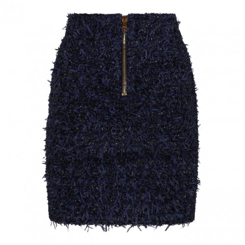 Dark Blue Tweed Mini Skirt