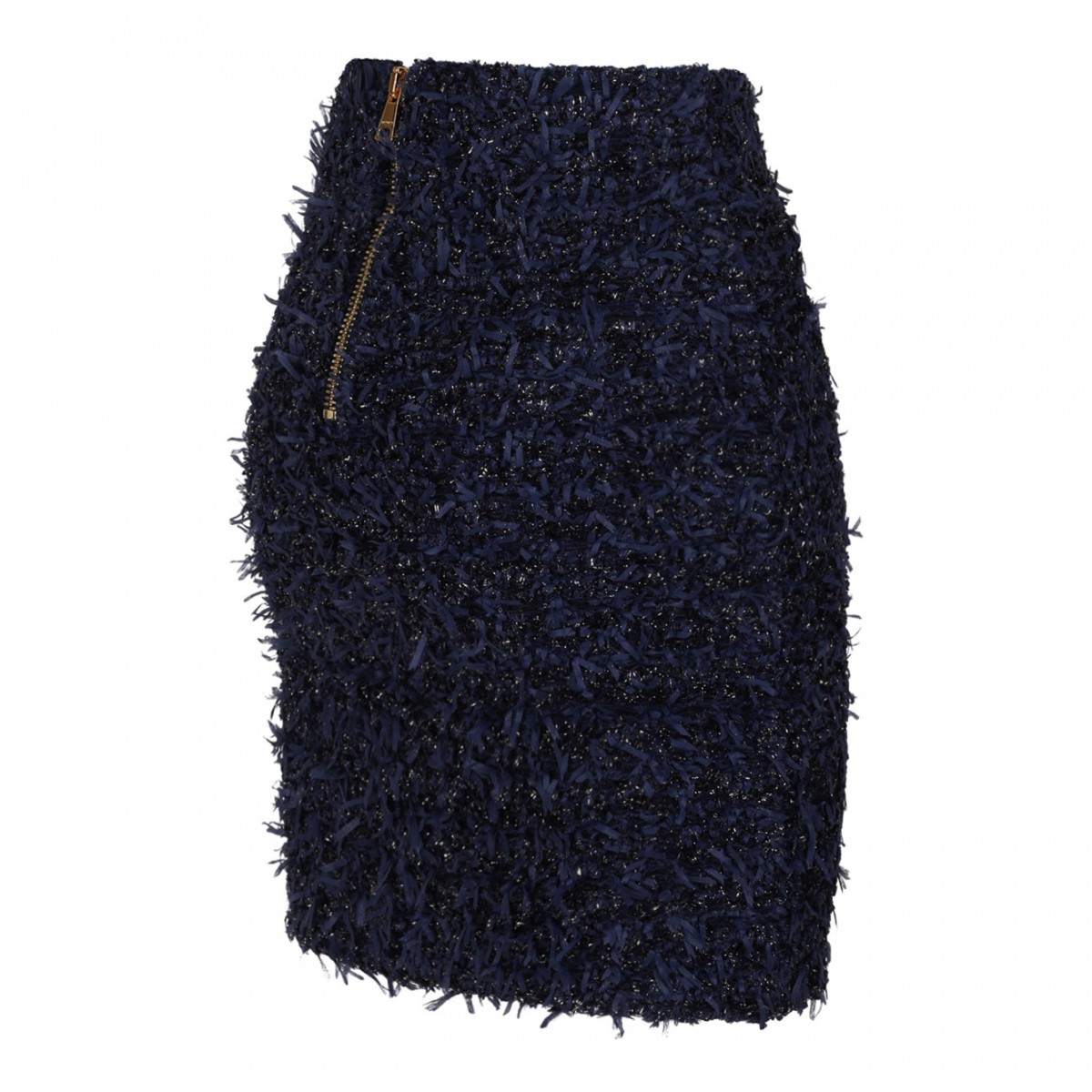 Dark Blue Tweed Mini Skirt