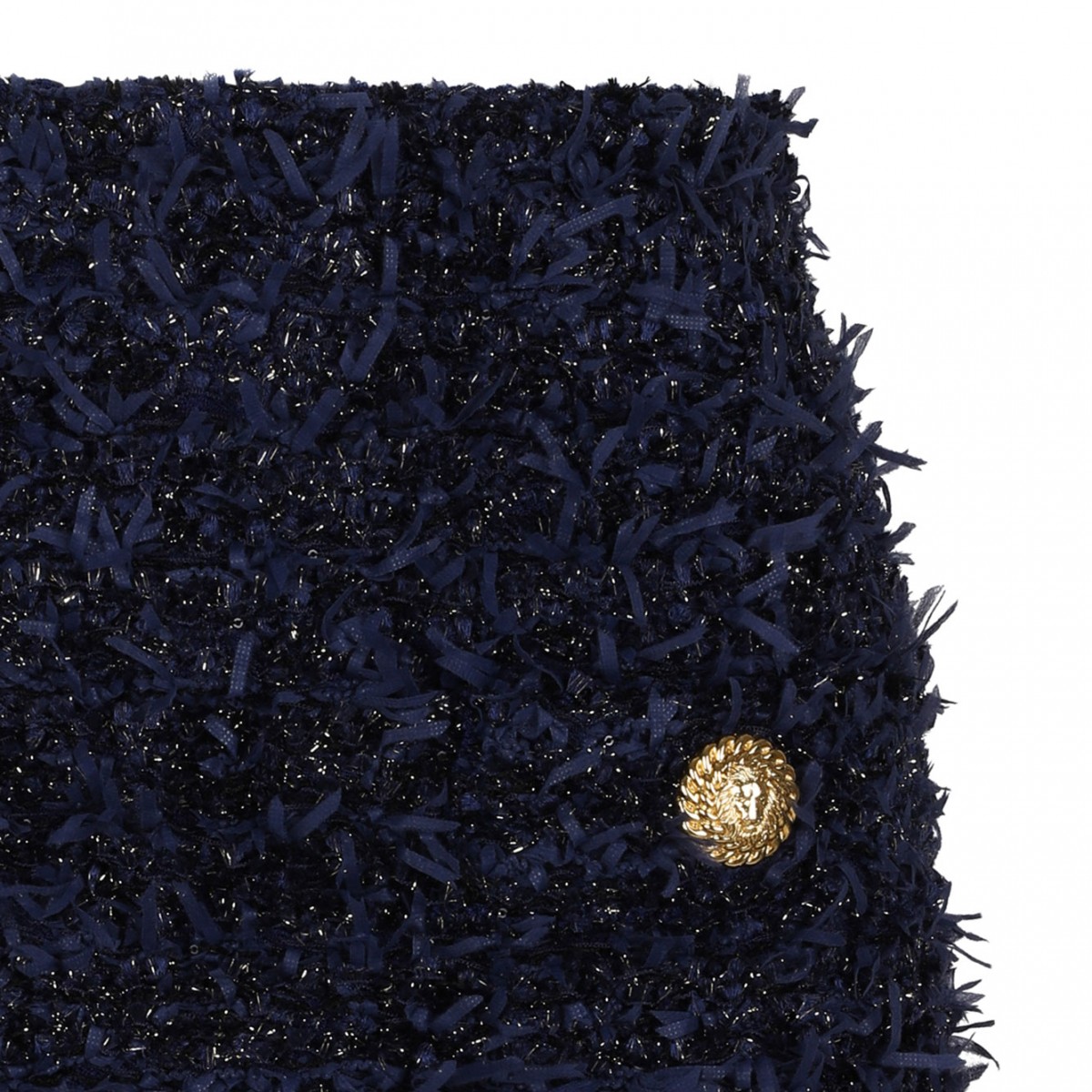Dark Blue Tweed Mini Skirt