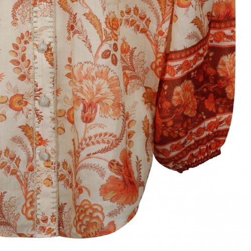 Cream and Orange Junie Billow Blouse