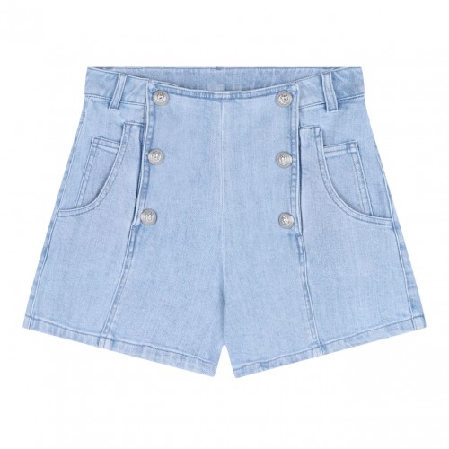 Cyan Blue Buttoned Shorts