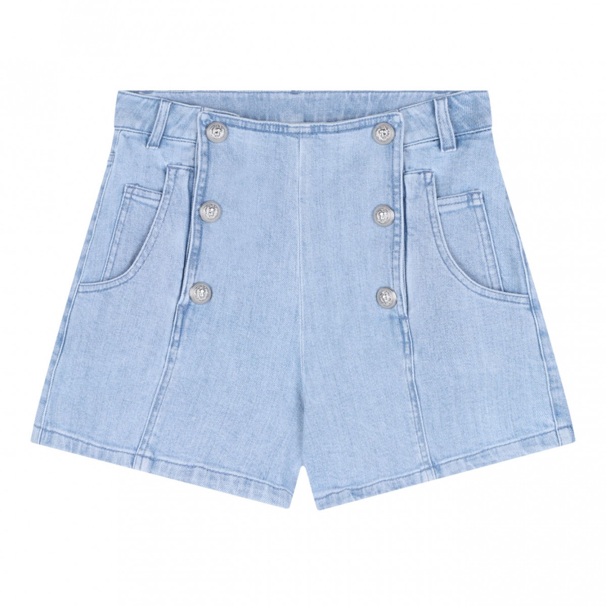 Cyan Blue Buttoned Shorts