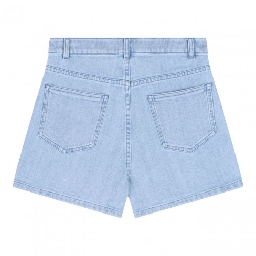 Cyan Blue Buttoned Shorts 2