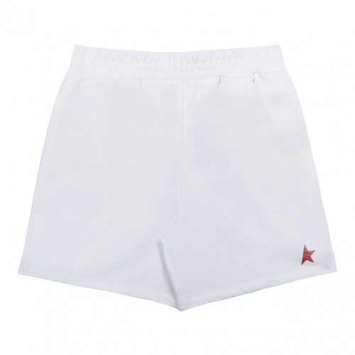 White and Pink Star Print Shorts