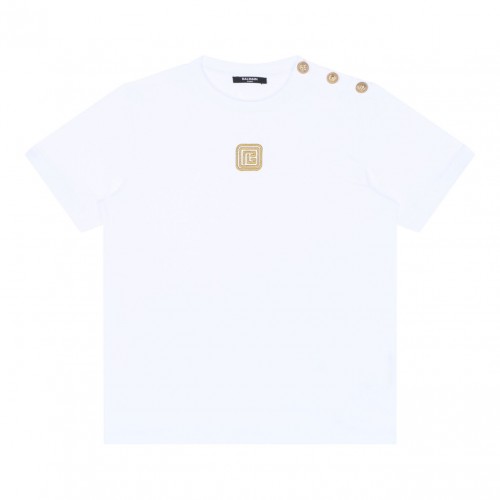 White Logo Embroidered T-Shirt