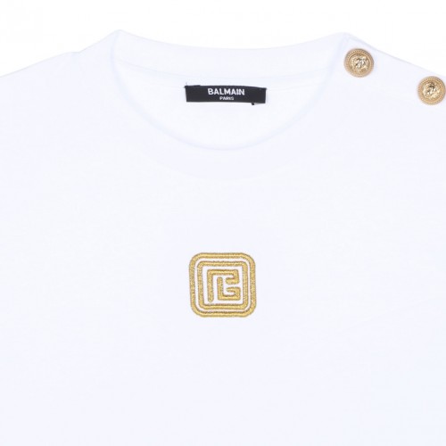 White Logo Embroidered T-Shirt