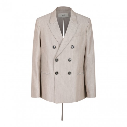 Beige Back Slit Blazer