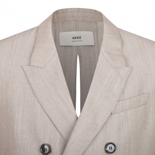 Beige Back Slit Blazer