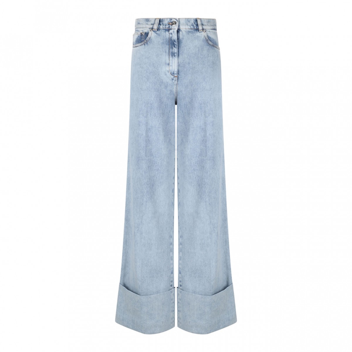 Cyan Blue Wide Leg Jeans