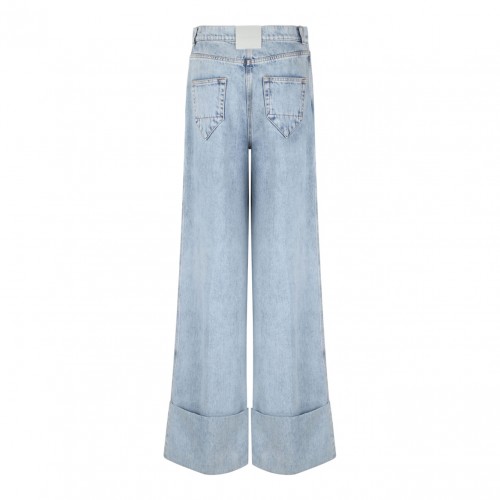 Cyan Blue Wide Leg Jeans