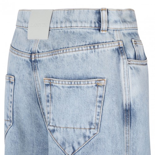 Cyan Blue Wide Leg Jeans