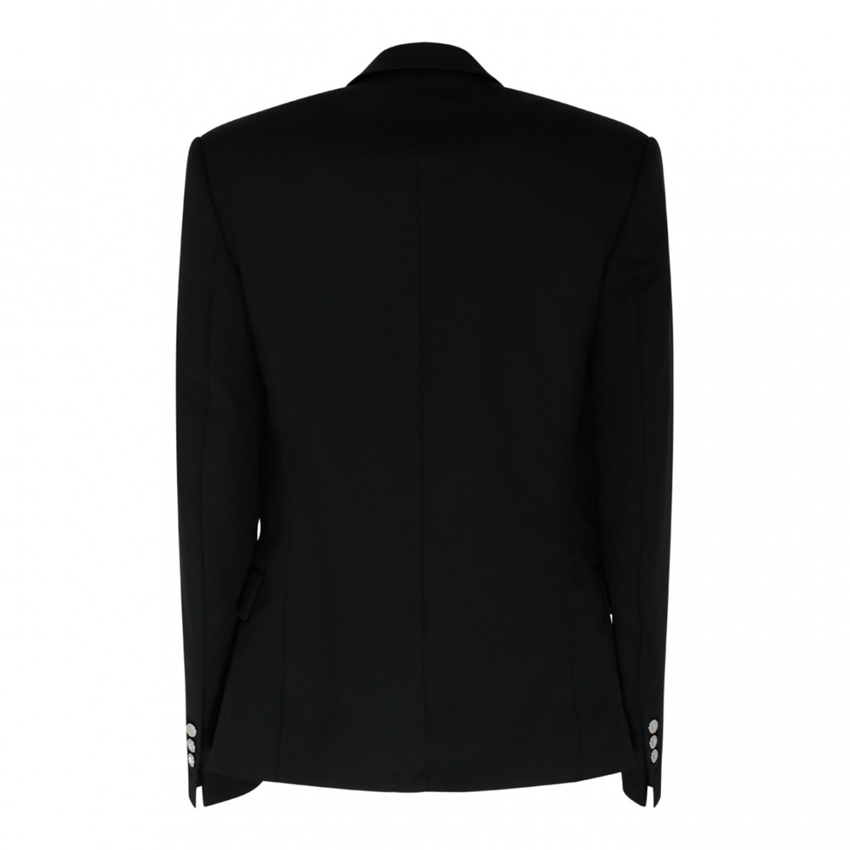 Balmain Black Double-Breasted Wool Blazer. 