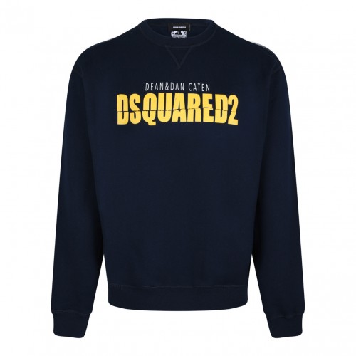 Navy Blue Logo Print Sweatshirt