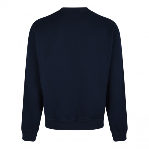 Navy Blue Logo Print Sweatshirt