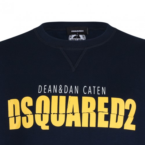 Navy Blue Logo Print Sweatshirt