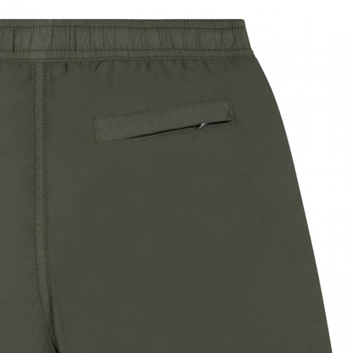 Olive Green Compass Motif Swim Shorts