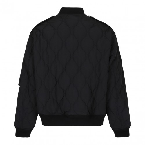 Black Quilted Bomber Jacket