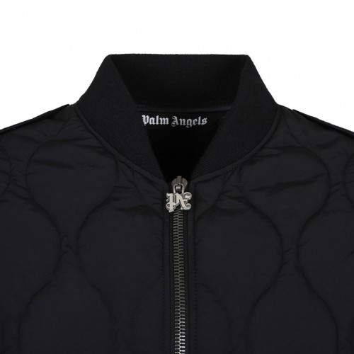 Black Quilted Bomber Jacket