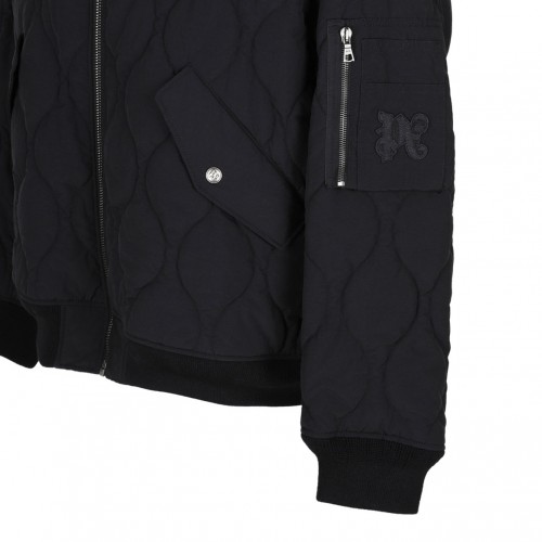 Black Quilted Bomber Jacket