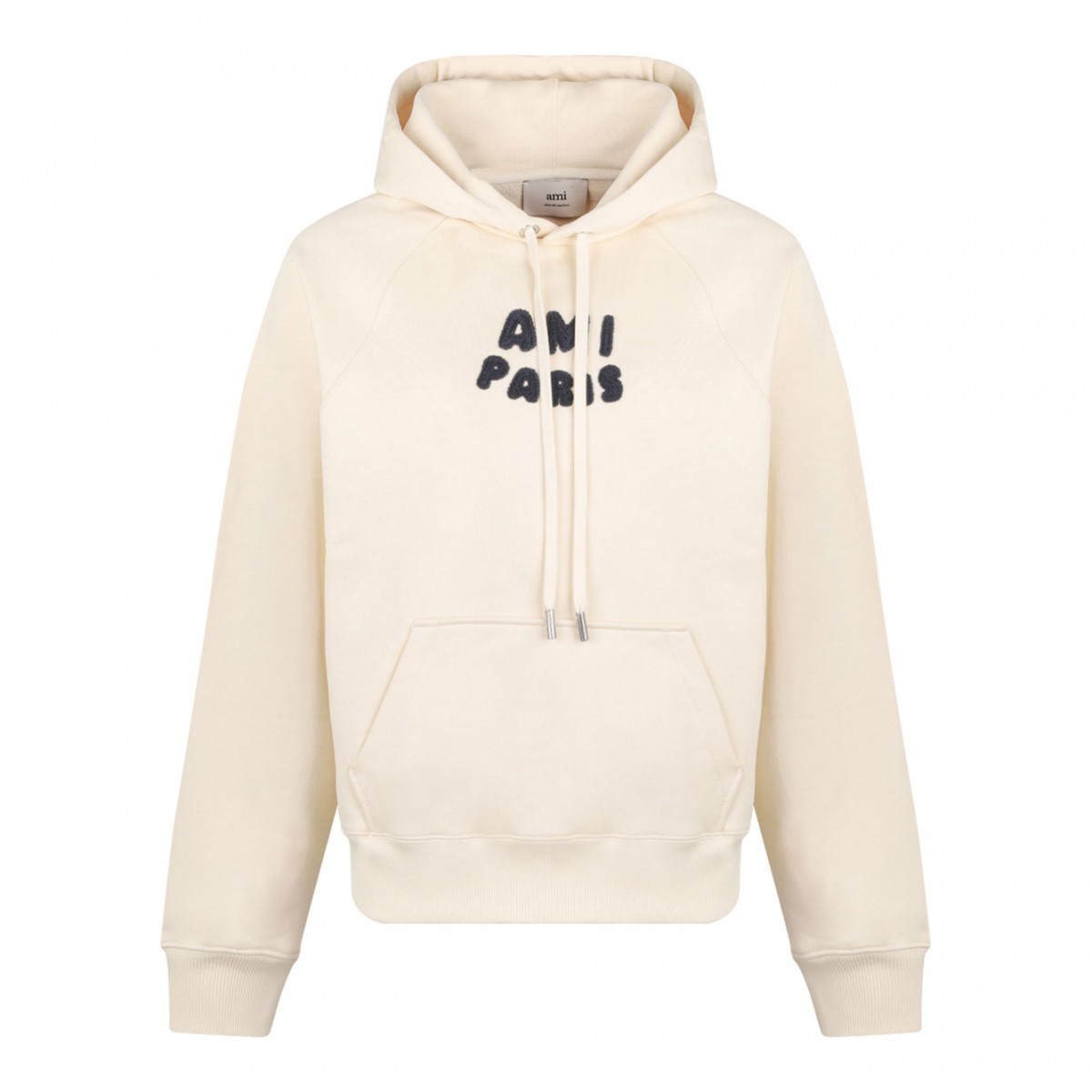White Cream Logo Print Hoodie