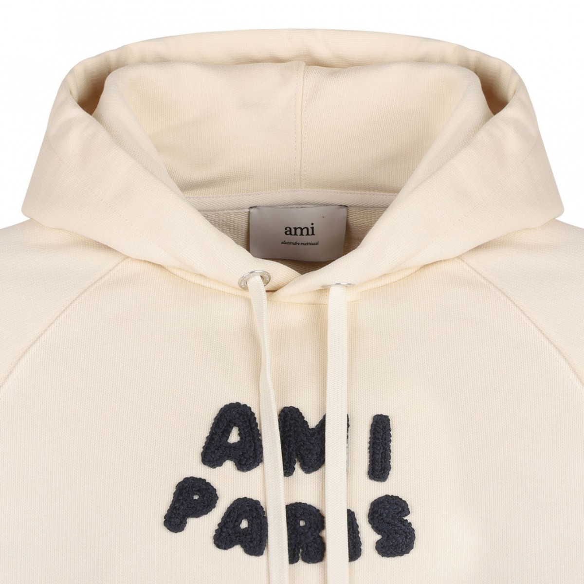 White Cream Logo Print Hoodie