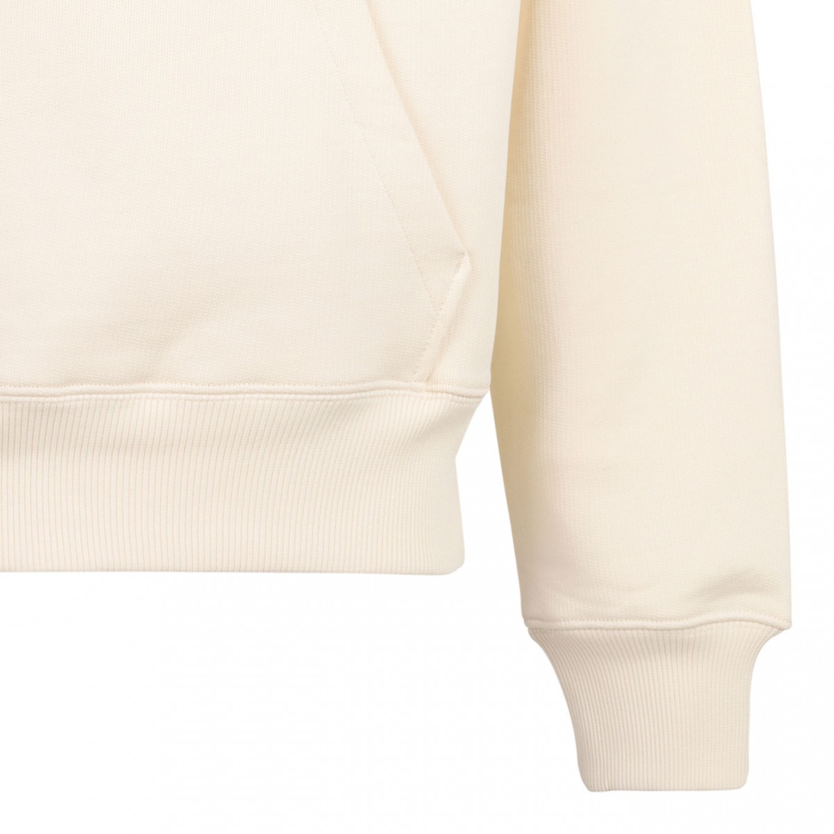 White Cream Logo Print Hoodie