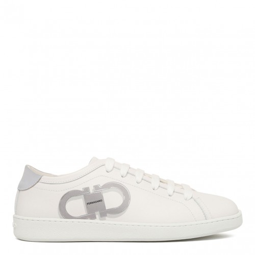White Double Gancini Sneakers