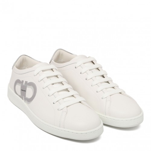 White Double Gancini Sneakers