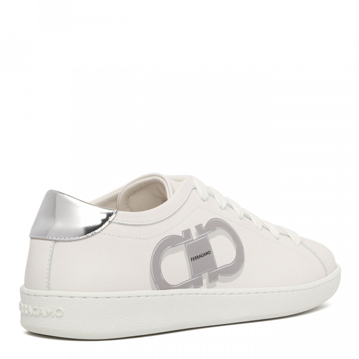 White Double Gancini Sneakers