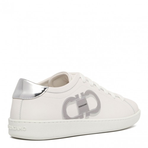 White Double Gancini Sneakers