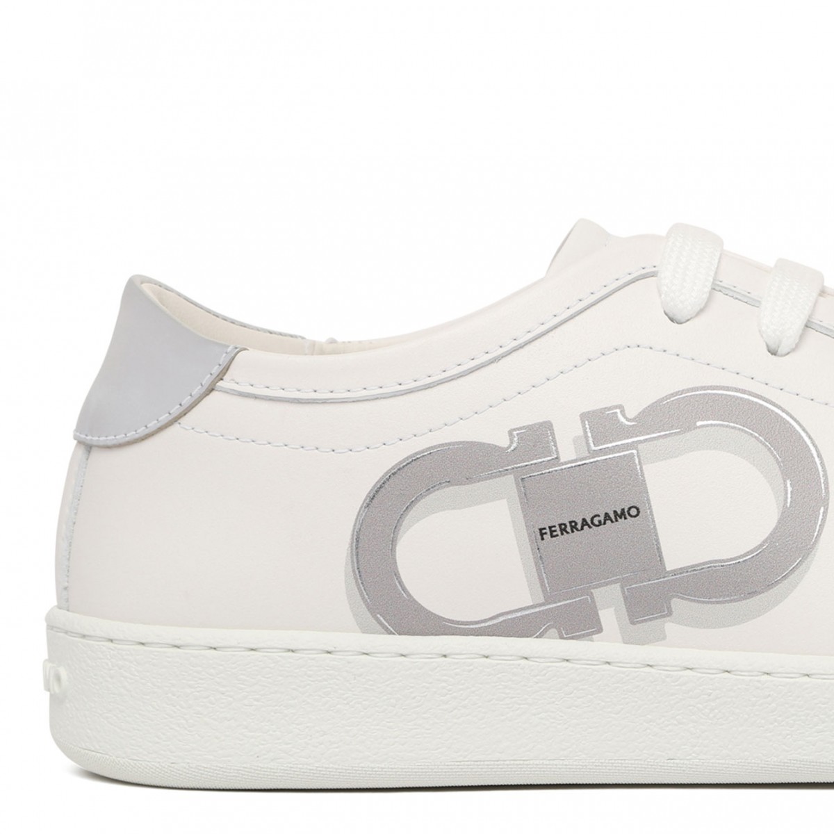 White Double Gancini Sneakers
