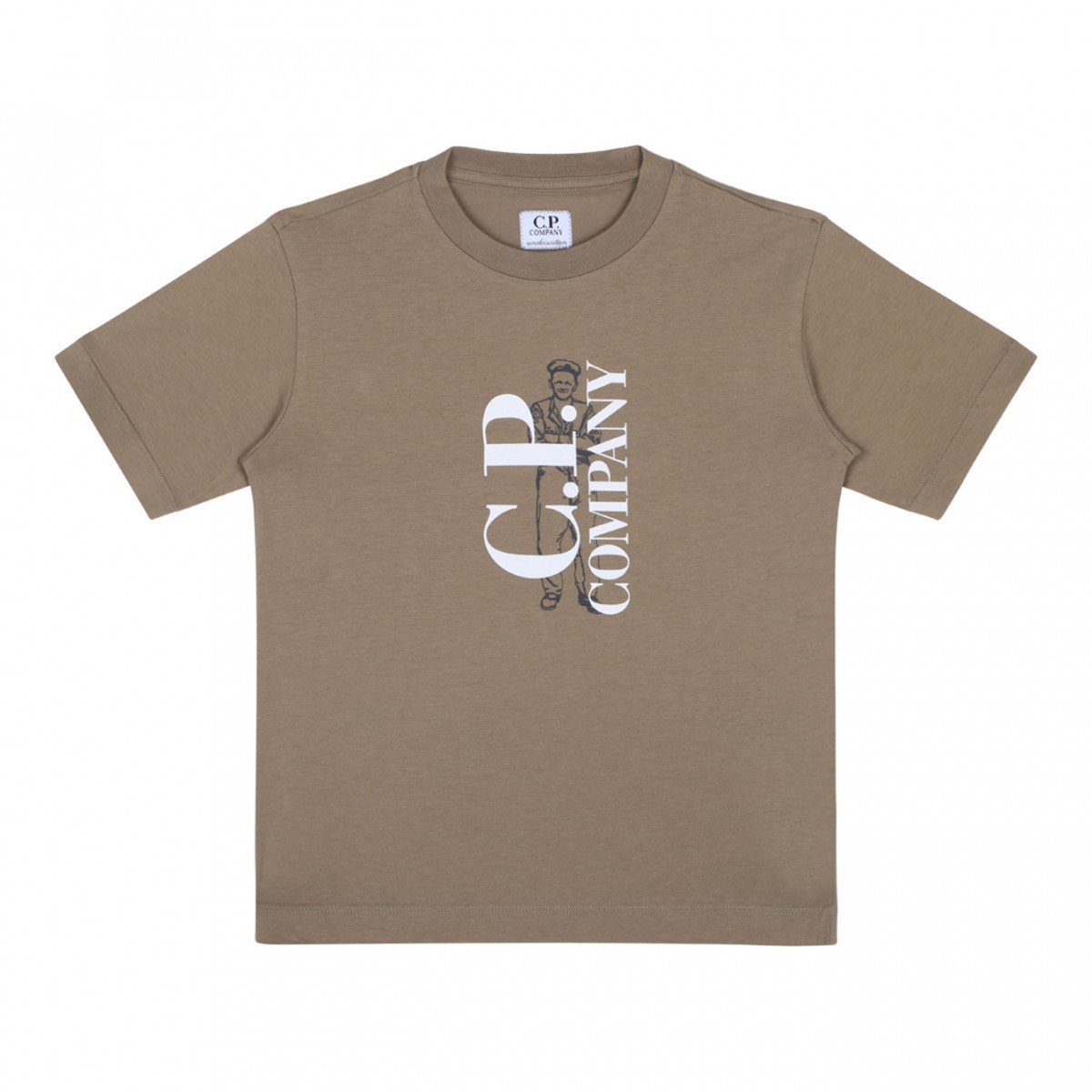 Beige Logo Print T-Shirt