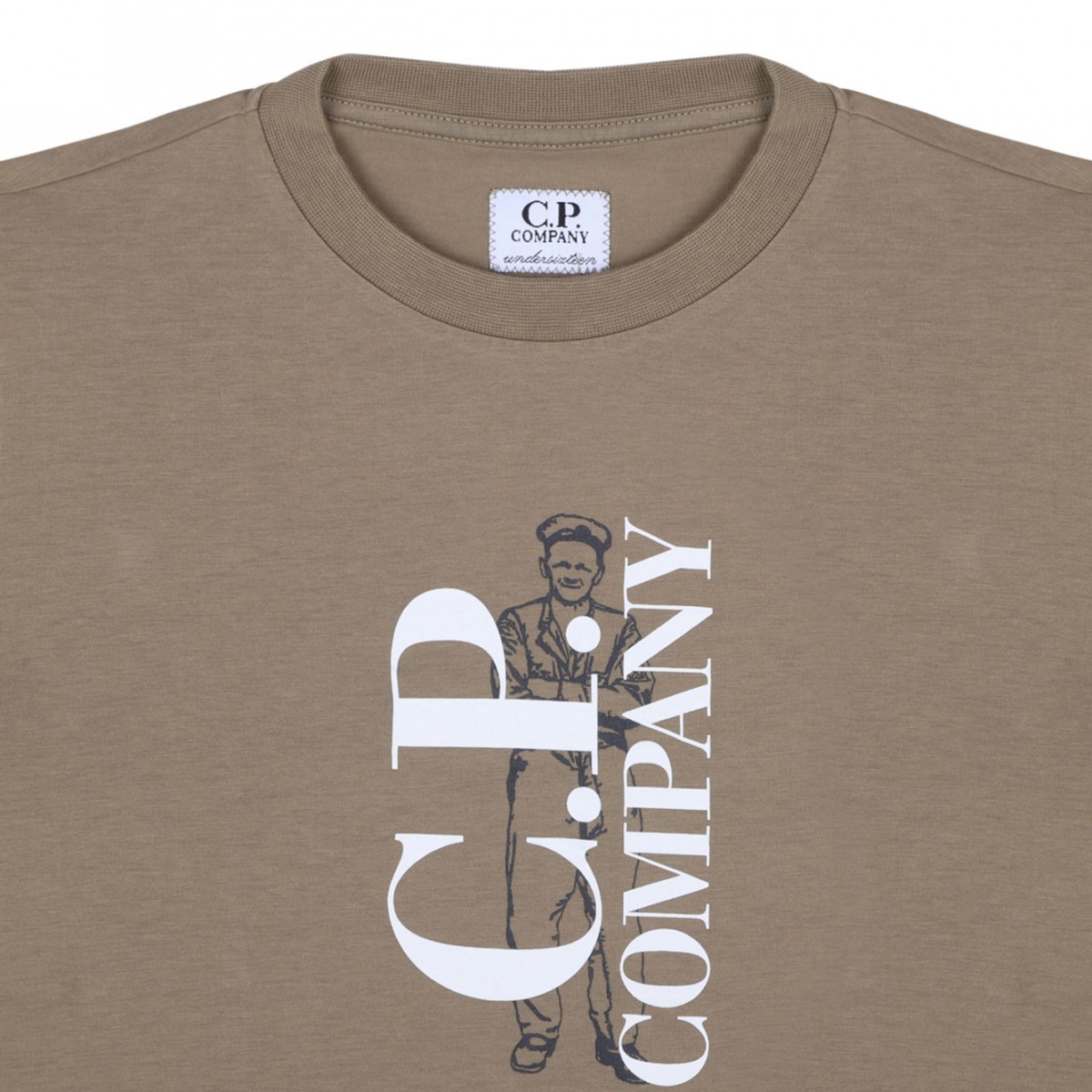 Beige Logo Print T-Shirt