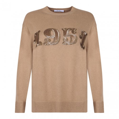 Camel Brown Logo Sequins Pullover