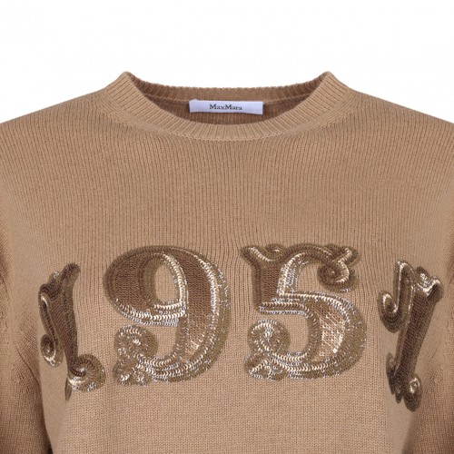 Camel Brown Logo Sequins Pullover