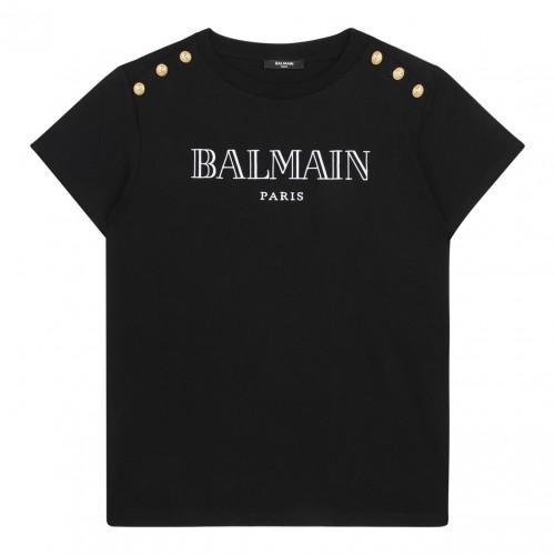 Black Logo Embroidered T-Shirt