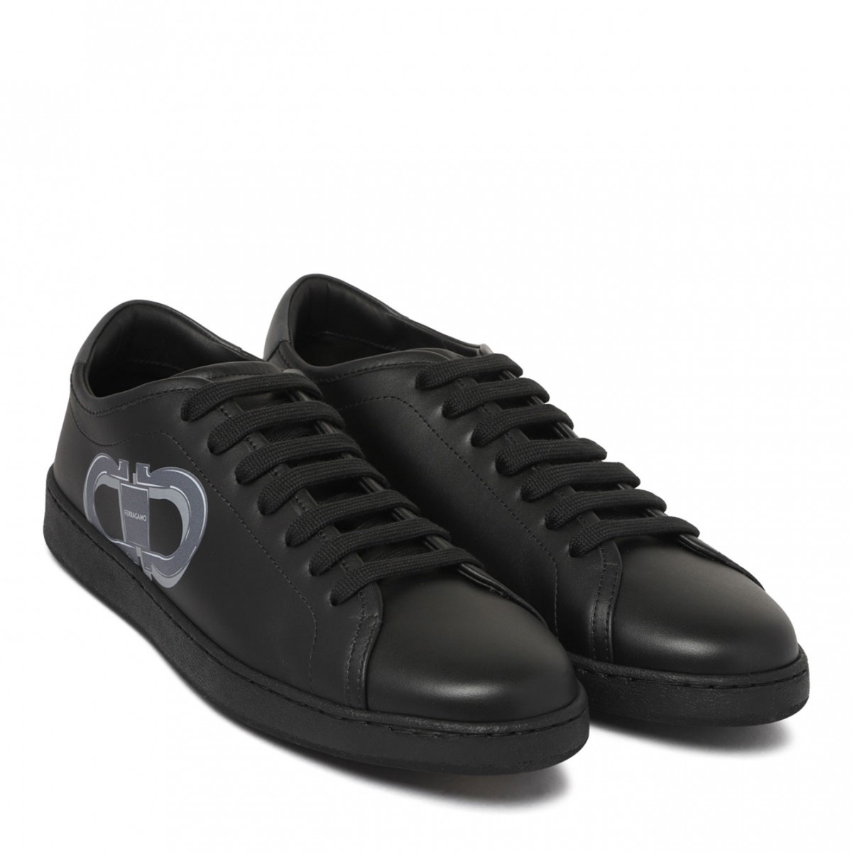 Black Double Gancini Sneakers