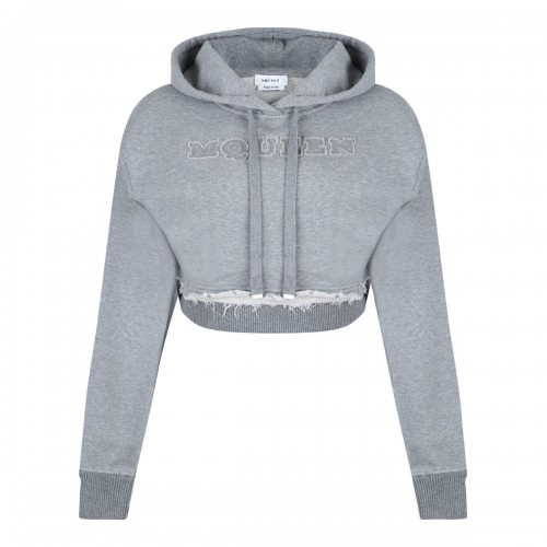 Light Grey Logo Embroidered Hoodie