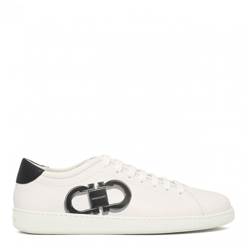 White Double Gancini Sneakers