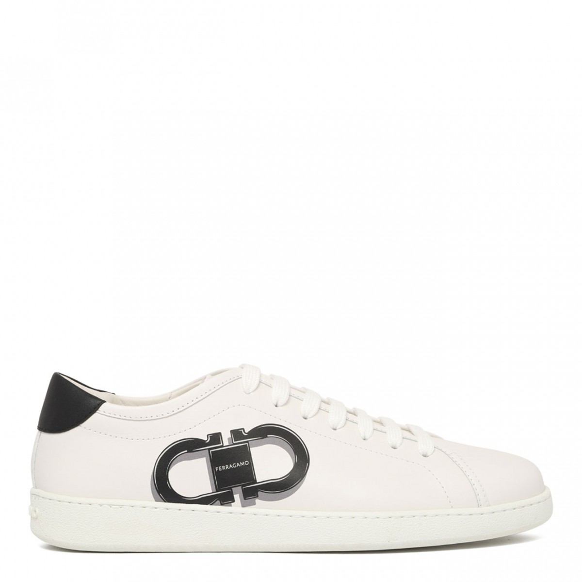 White Double Gancini Sneakers