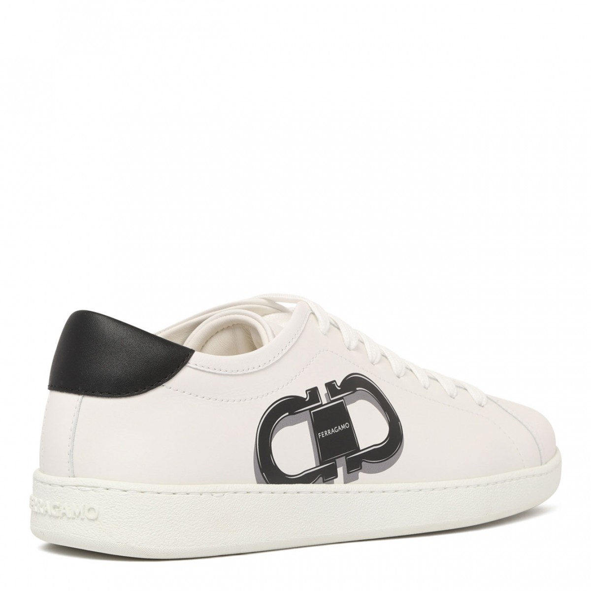 White Double Gancini Sneakers