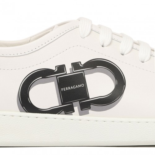 White Double Gancini Sneakers