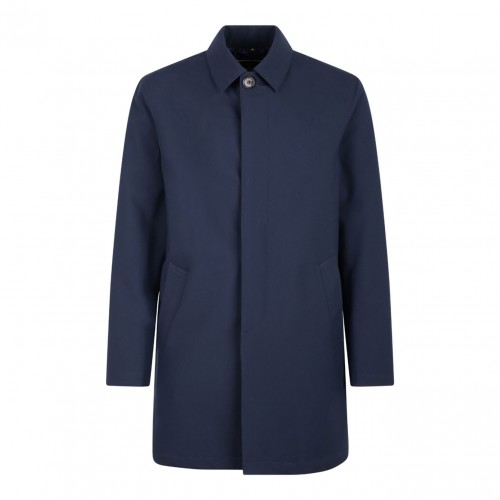 Blue Single Breasted Raincoat