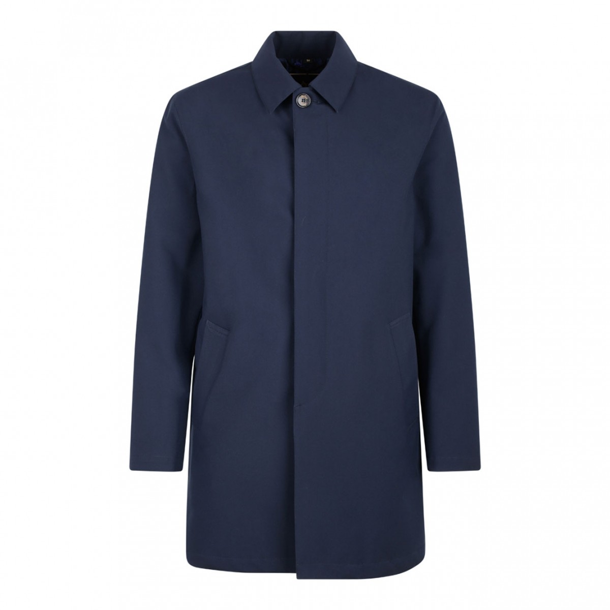 Blue Single Breasted Raincoat
