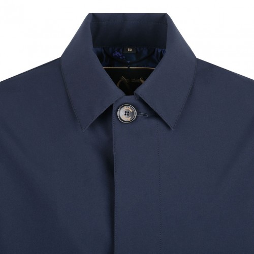 Blue Single Breasted Raincoat