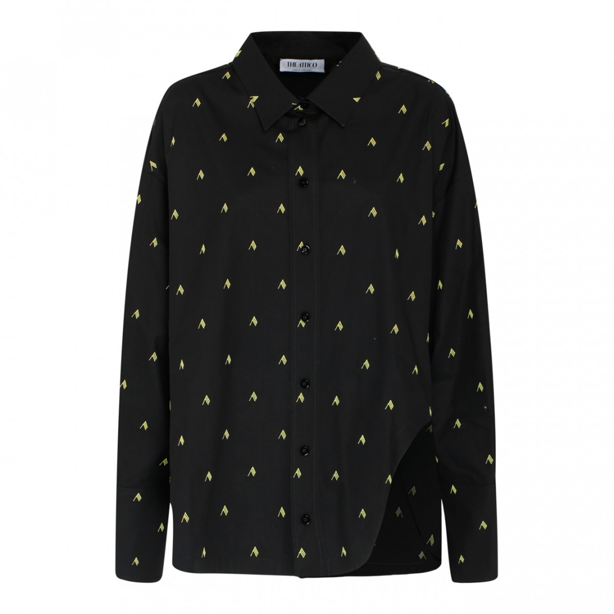 Black and Yellow Cotton Diana Logo Print Shirt