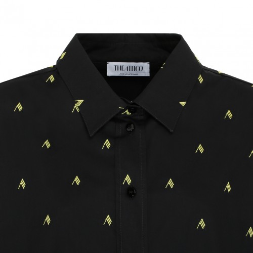 Black and Yellow Cotton Diana Logo Print Shirt