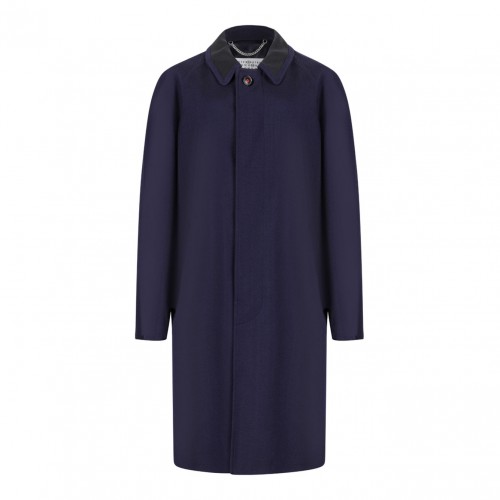 Navy Blue Wool Viscose Coat
