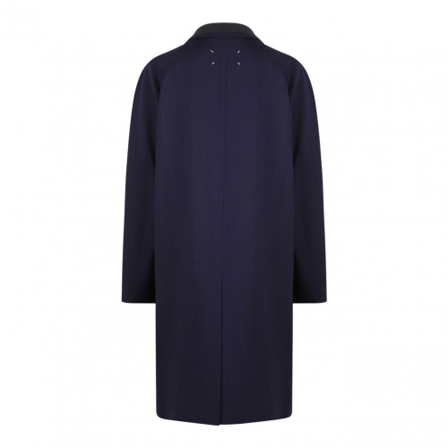 Navy Blue Wool Viscose Coat